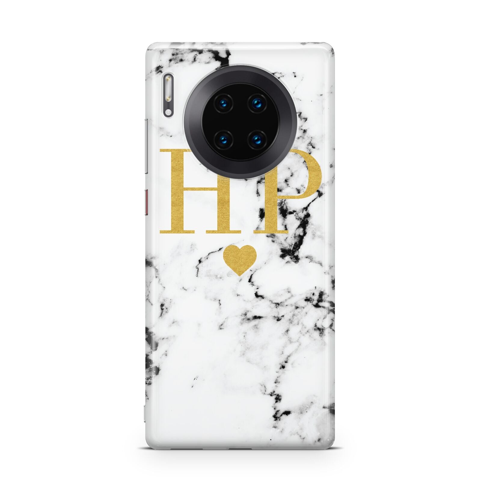 Black White Marble Gold Monogram Huawei Mate 30 Pro Phone Case