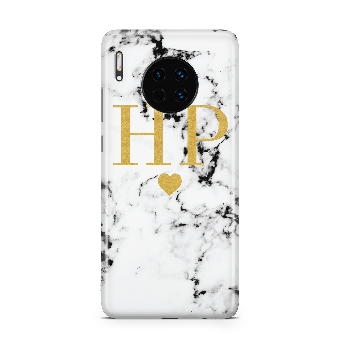 Black White Marble Gold Monogram Huawei Mate 30
