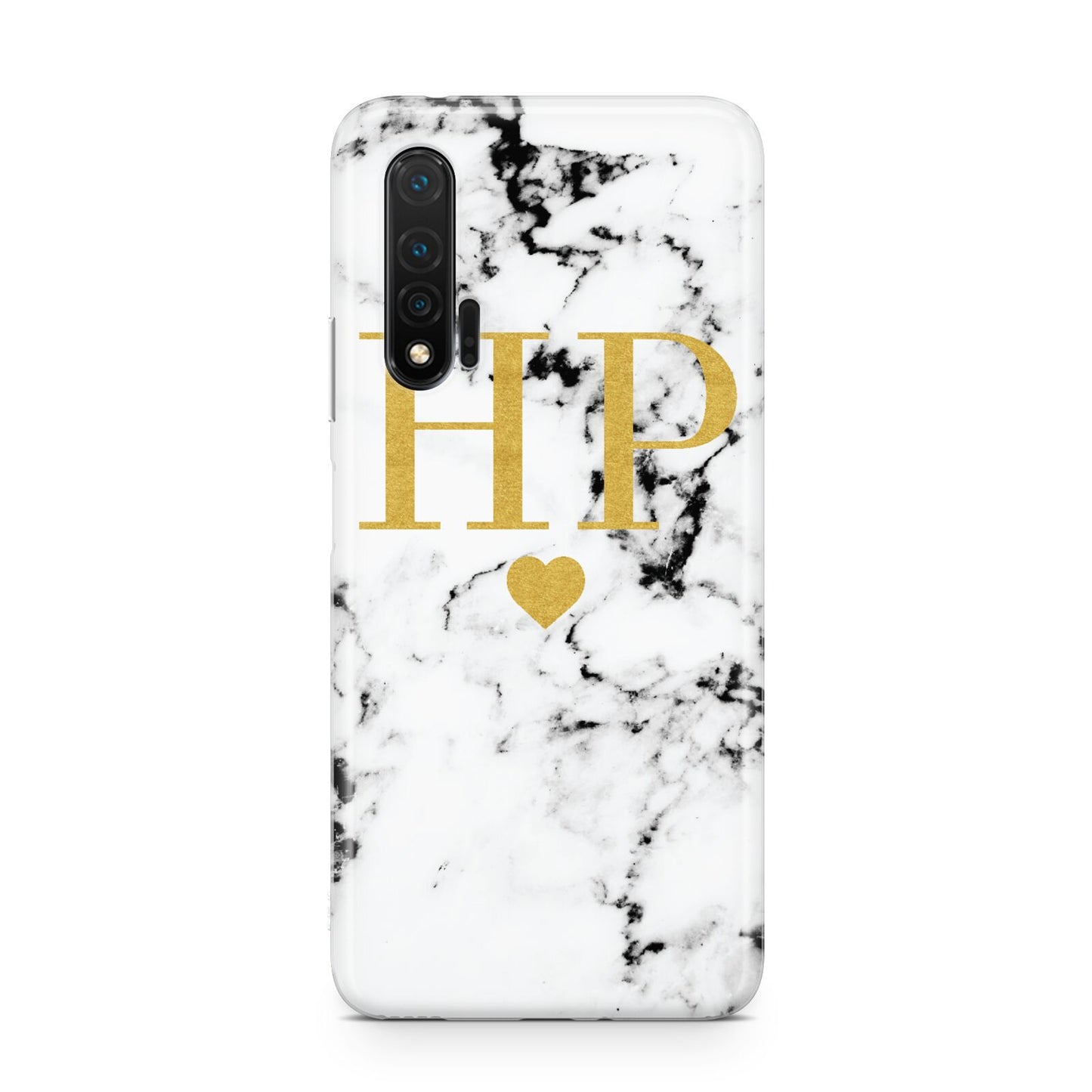Black White Marble Gold Monogram Huawei Nova 6 Phone Case