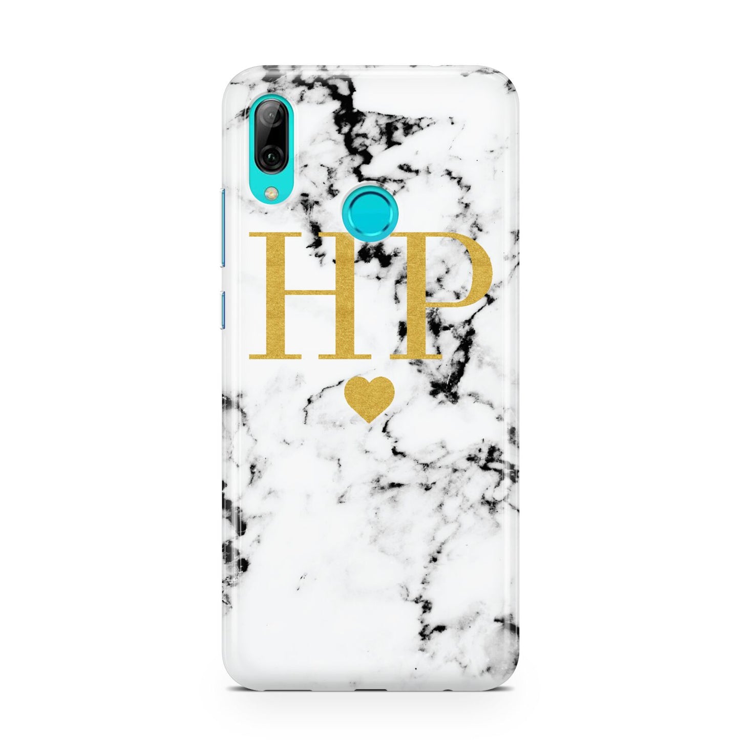Black White Marble Gold Monogram Huawei P Smart 2019 Case