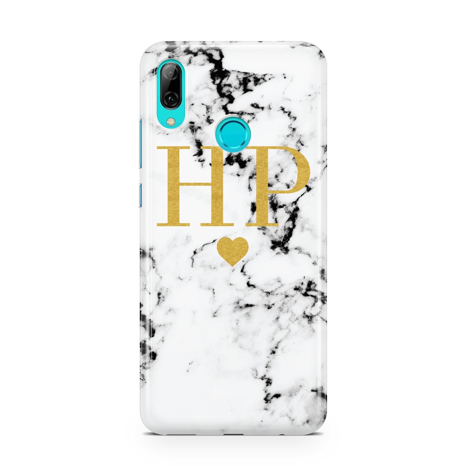 Black White Marble Gold Monogram Huawei P Smart 2019 Case