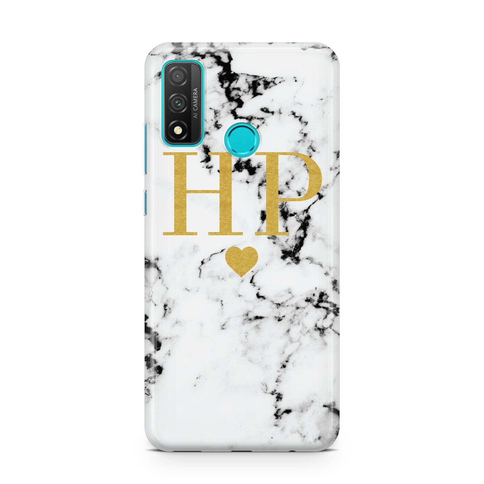 Black White Marble Gold Monogram Huawei P Smart 2020
