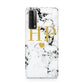 Black White Marble Gold Monogram Huawei P Smart 2021