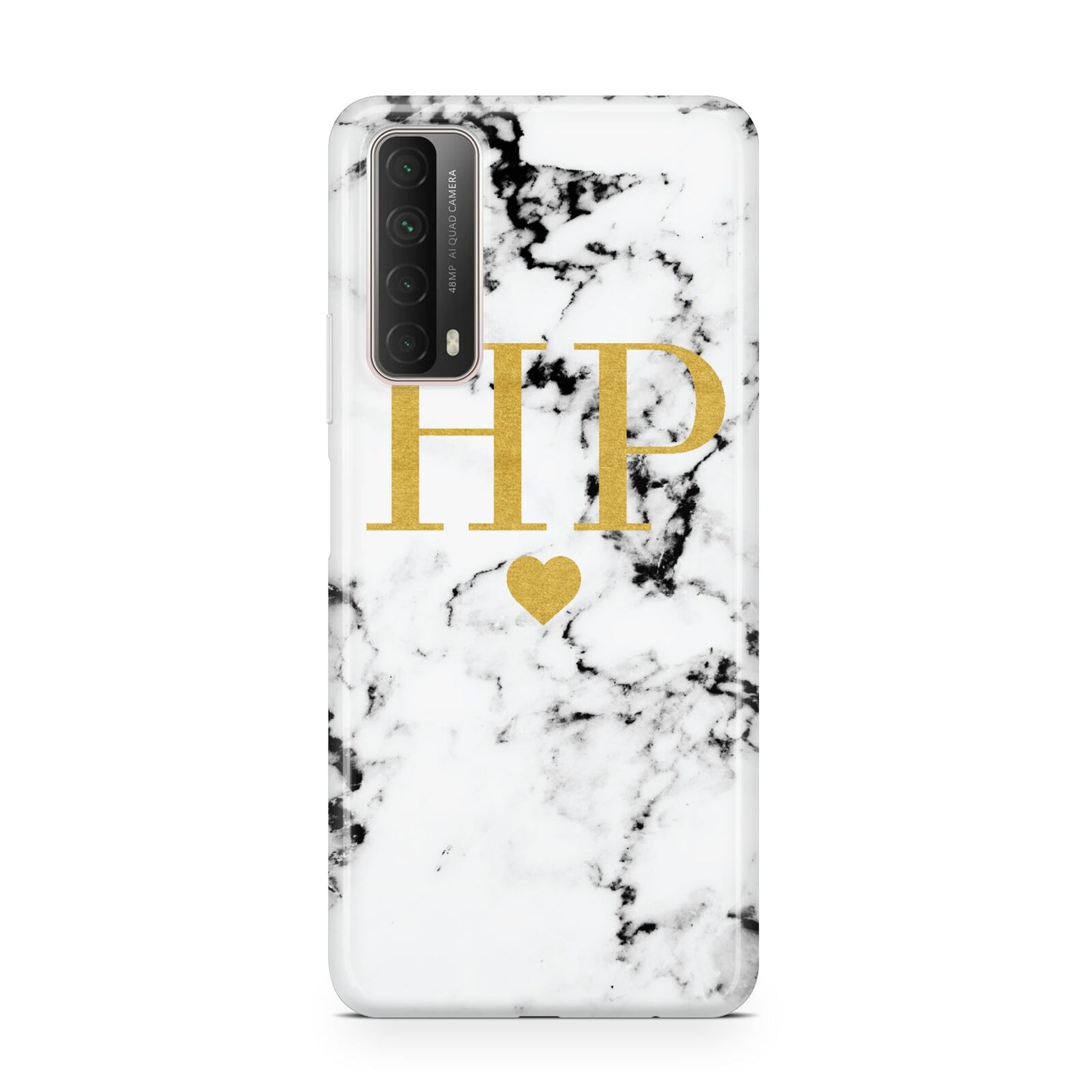 Black White Marble Gold Monogram Huawei P Smart 2021