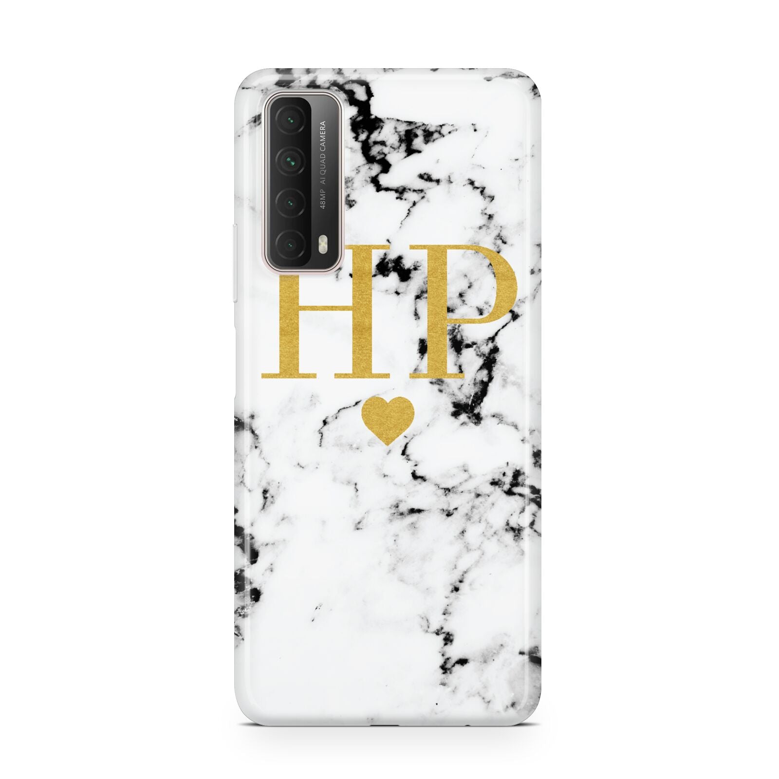 Black White Marble Gold Monogram Huawei P Smart 2021