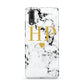 Black White Marble Gold Monogram Huawei P20 Phone Case