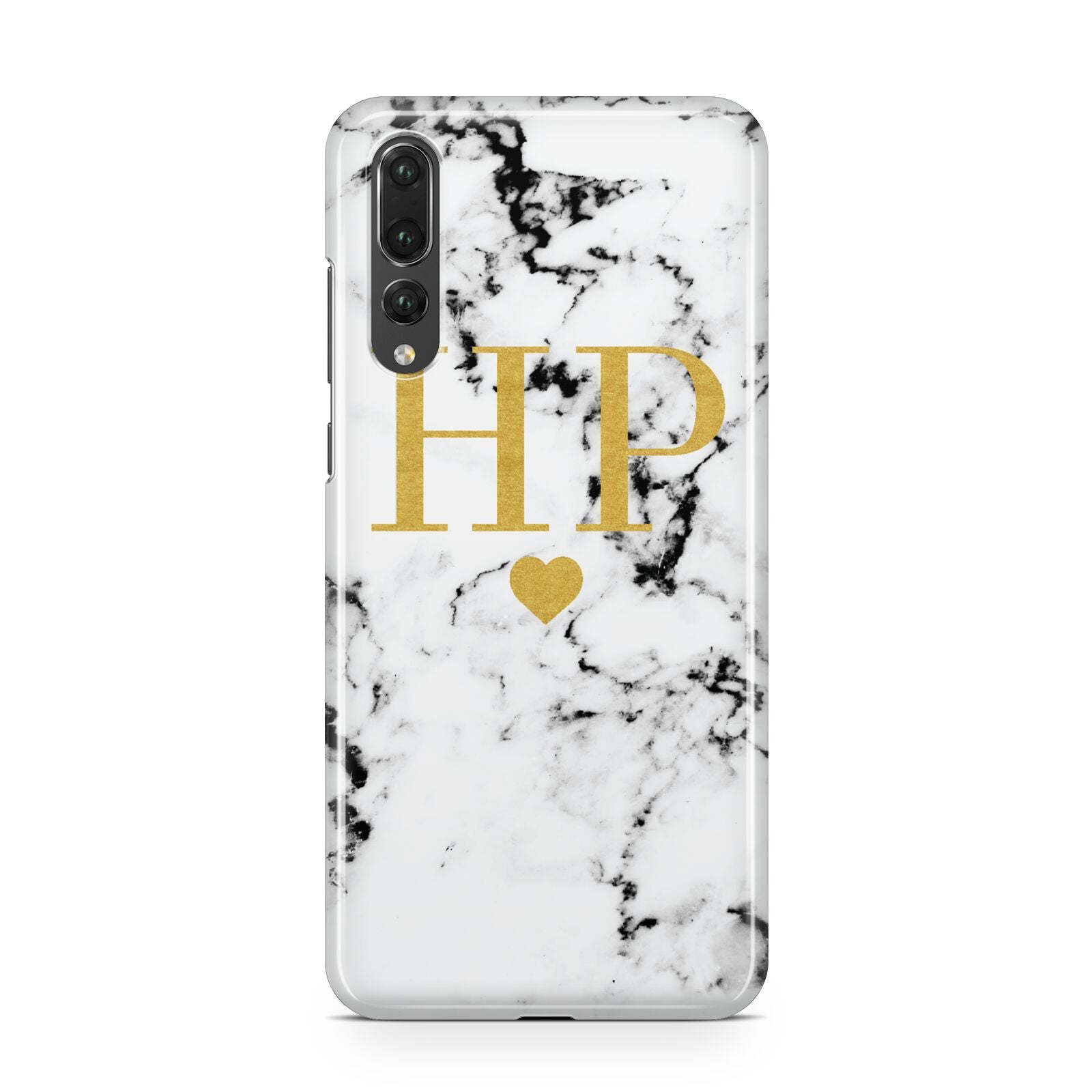 Black White Marble Gold Monogram Huawei P20 Pro Phone Case