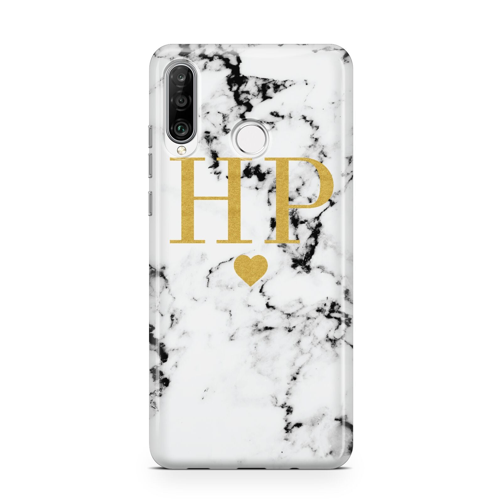 Black White Marble Gold Monogram Huawei P30 Lite Phone Case