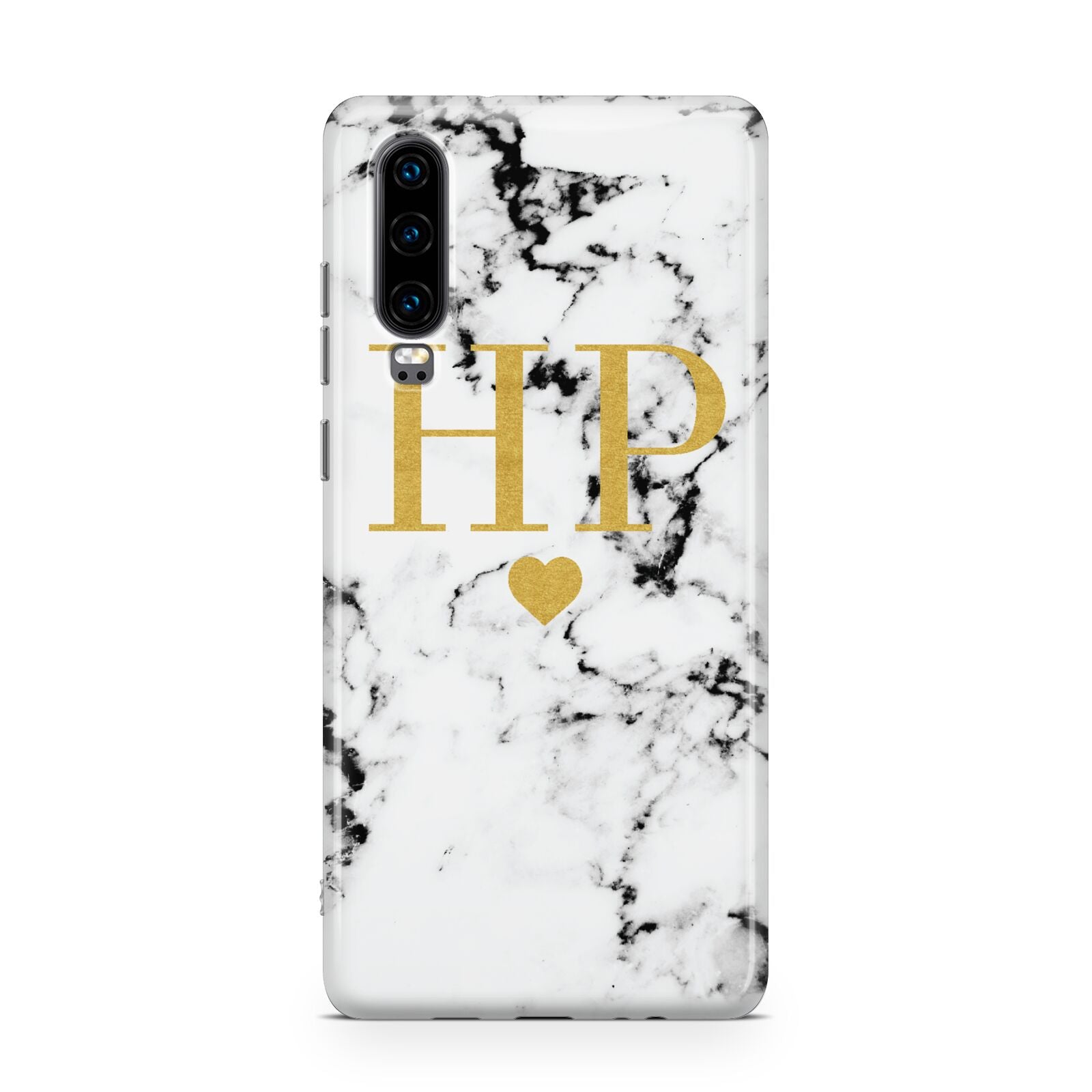Black White Marble Gold Monogram Huawei P30 Phone Case