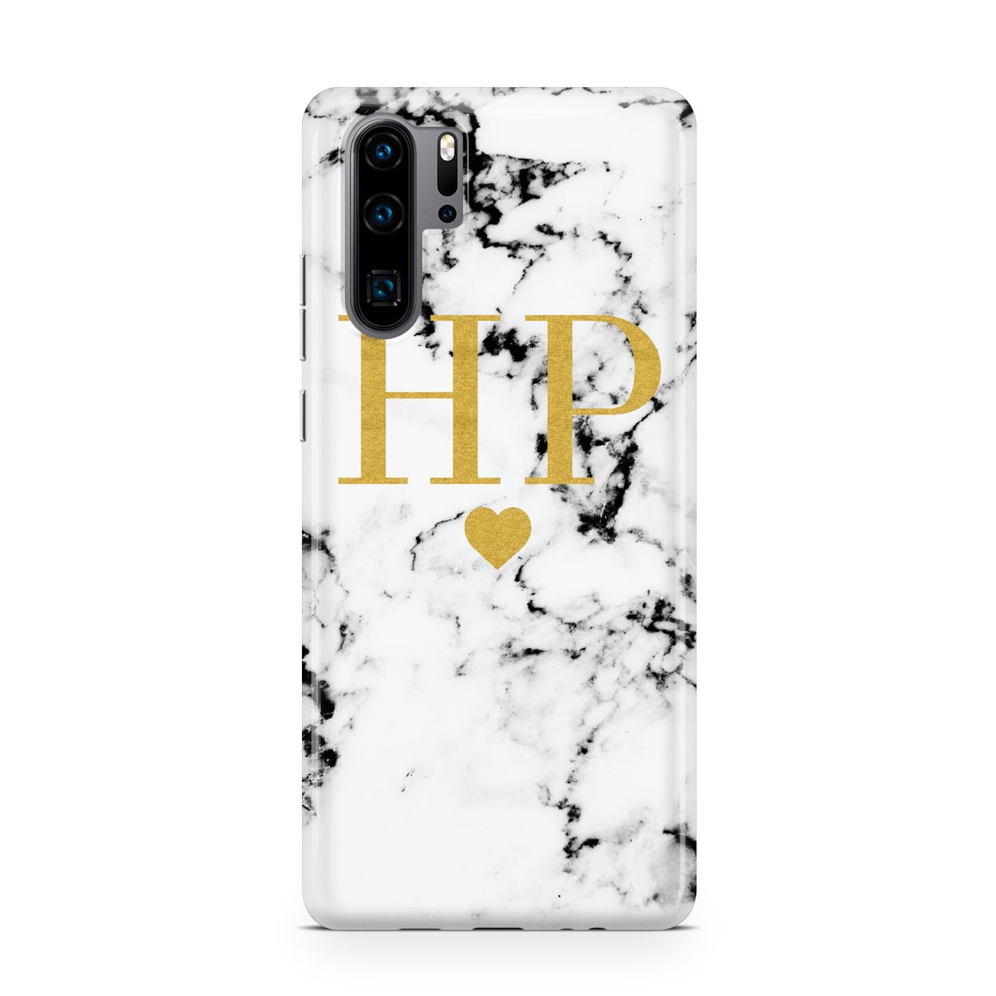 Black White Marble Gold Monogram Huawei P30 Pro Phone Case