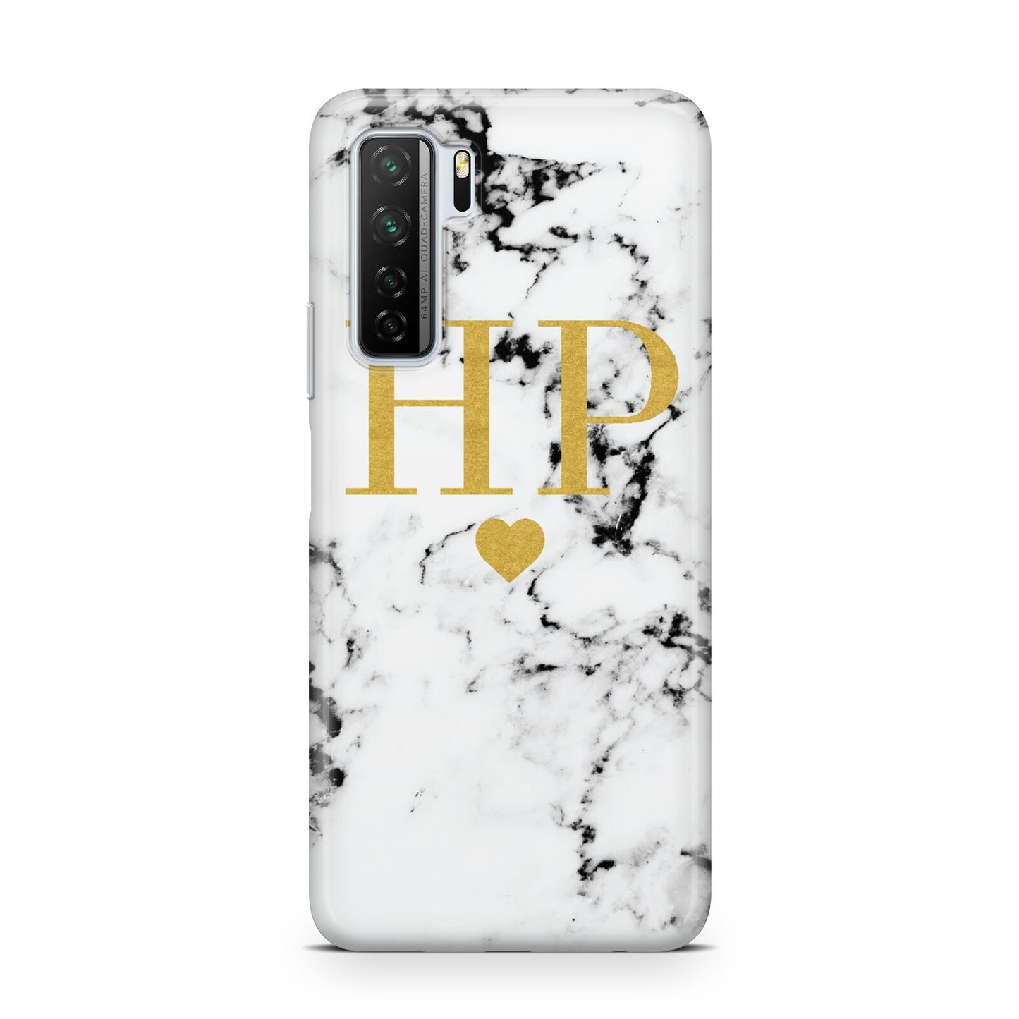 Black White Marble Gold Monogram Huawei P40 Lite 5G Phone Case