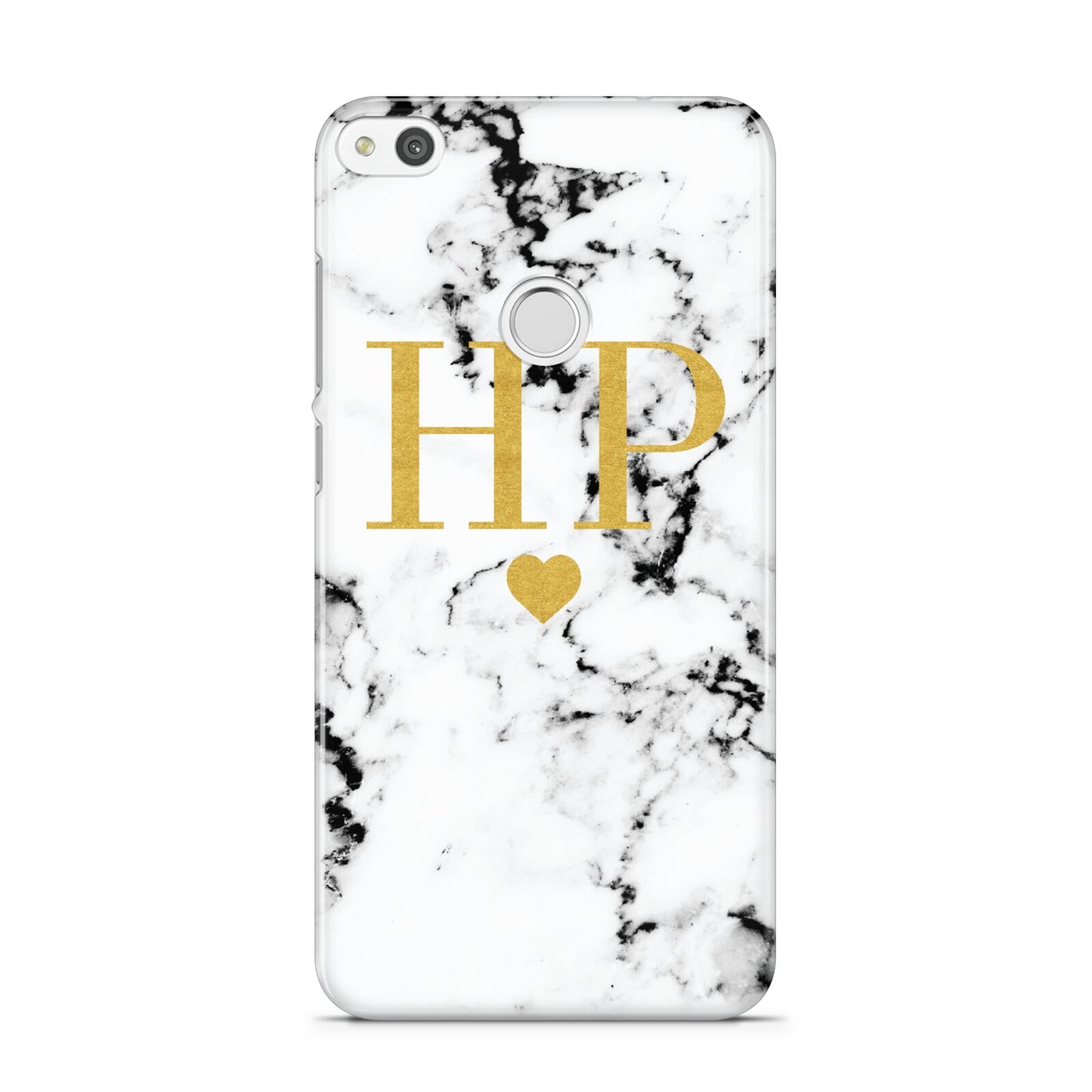 Black White Marble Gold Monogram Huawei P8 Lite Case