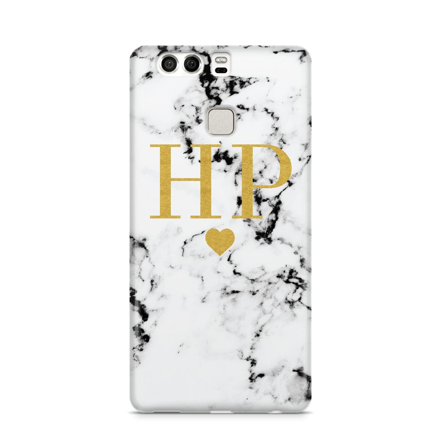 Black White Marble Gold Monogram Huawei P9 Case
