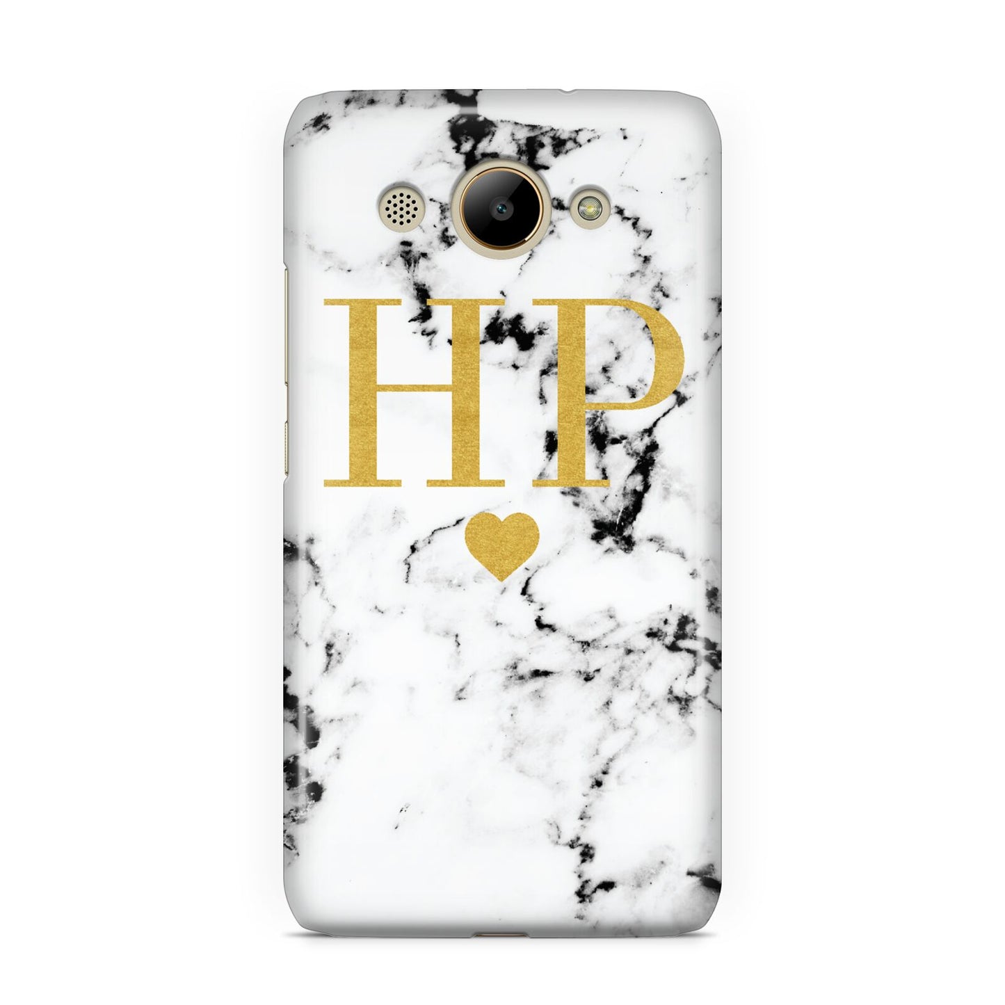 Black White Marble Gold Monogram Huawei Y3 2017