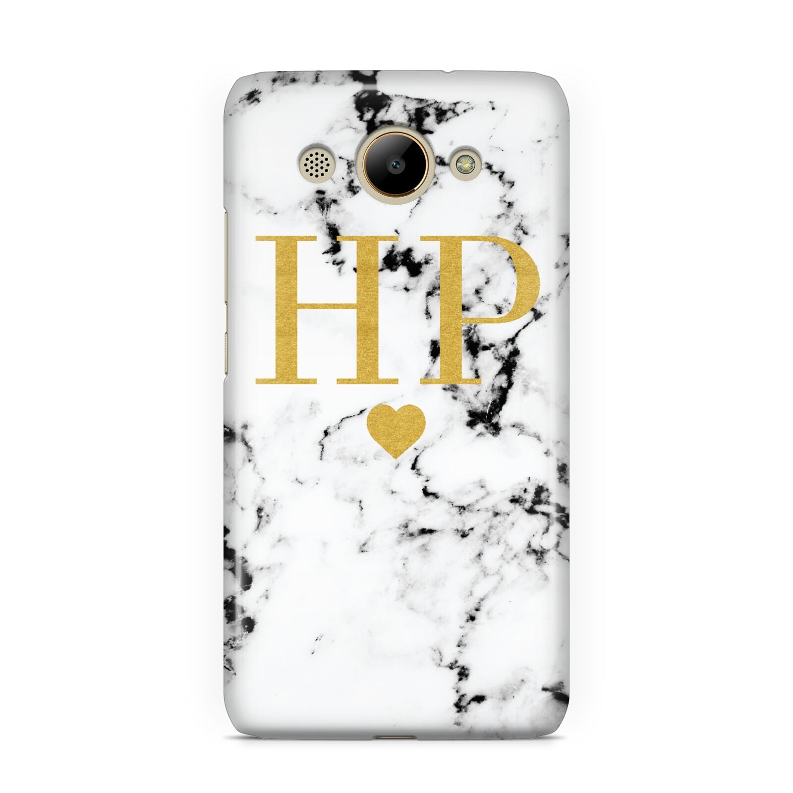 Black White Marble Gold Monogram Huawei Y3 2017