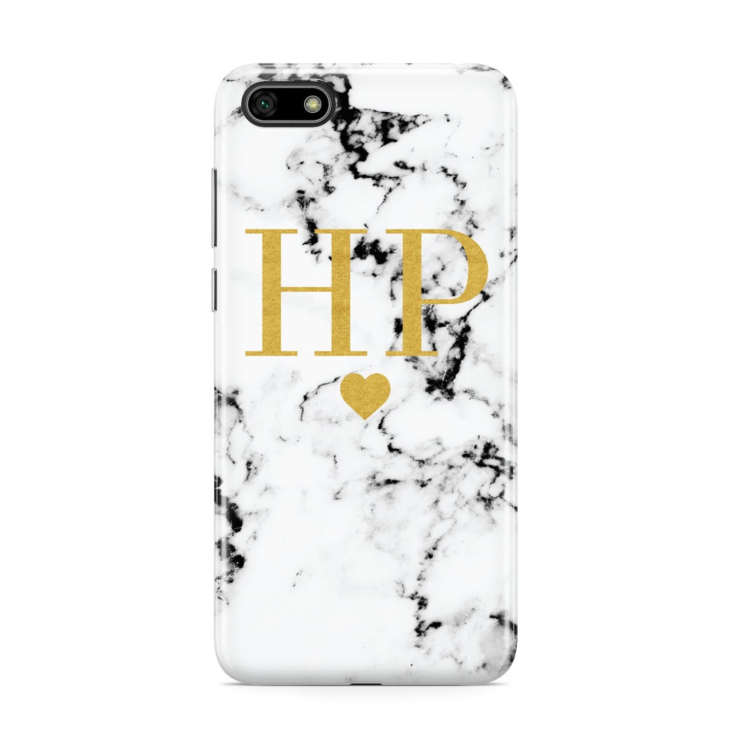 Black White Marble Gold Monogram Huawei Y5 Prime 2018 Phone Case