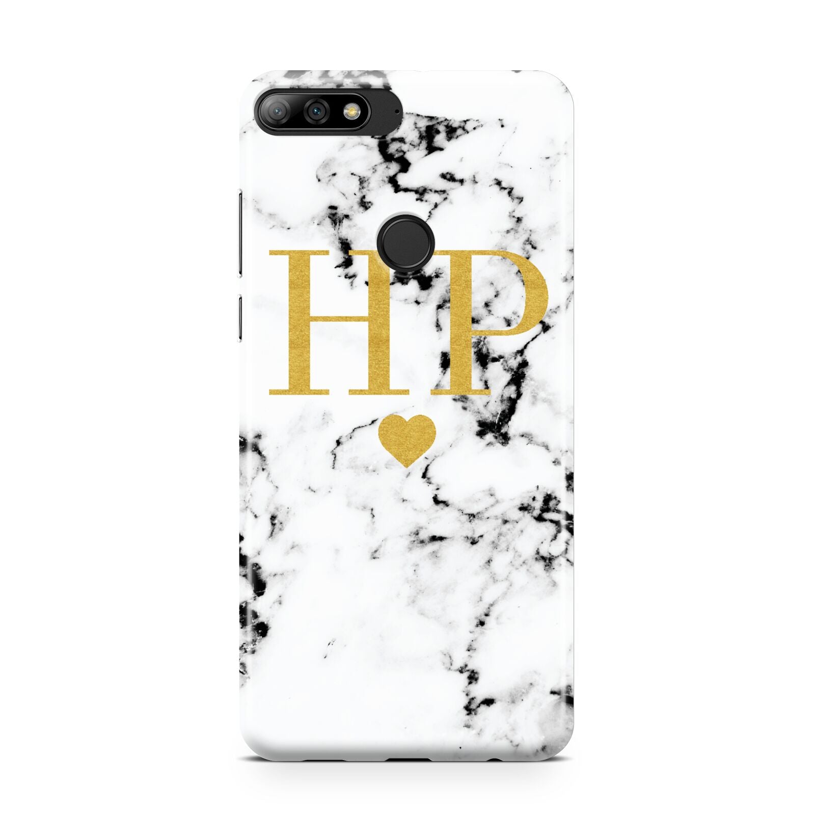 Black White Marble Gold Monogram Huawei Y7 2018