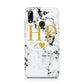 Black White Marble Gold Monogram Huawei Y7 2019