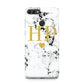 Black White Marble Gold Monogram Huawei Y9 2018