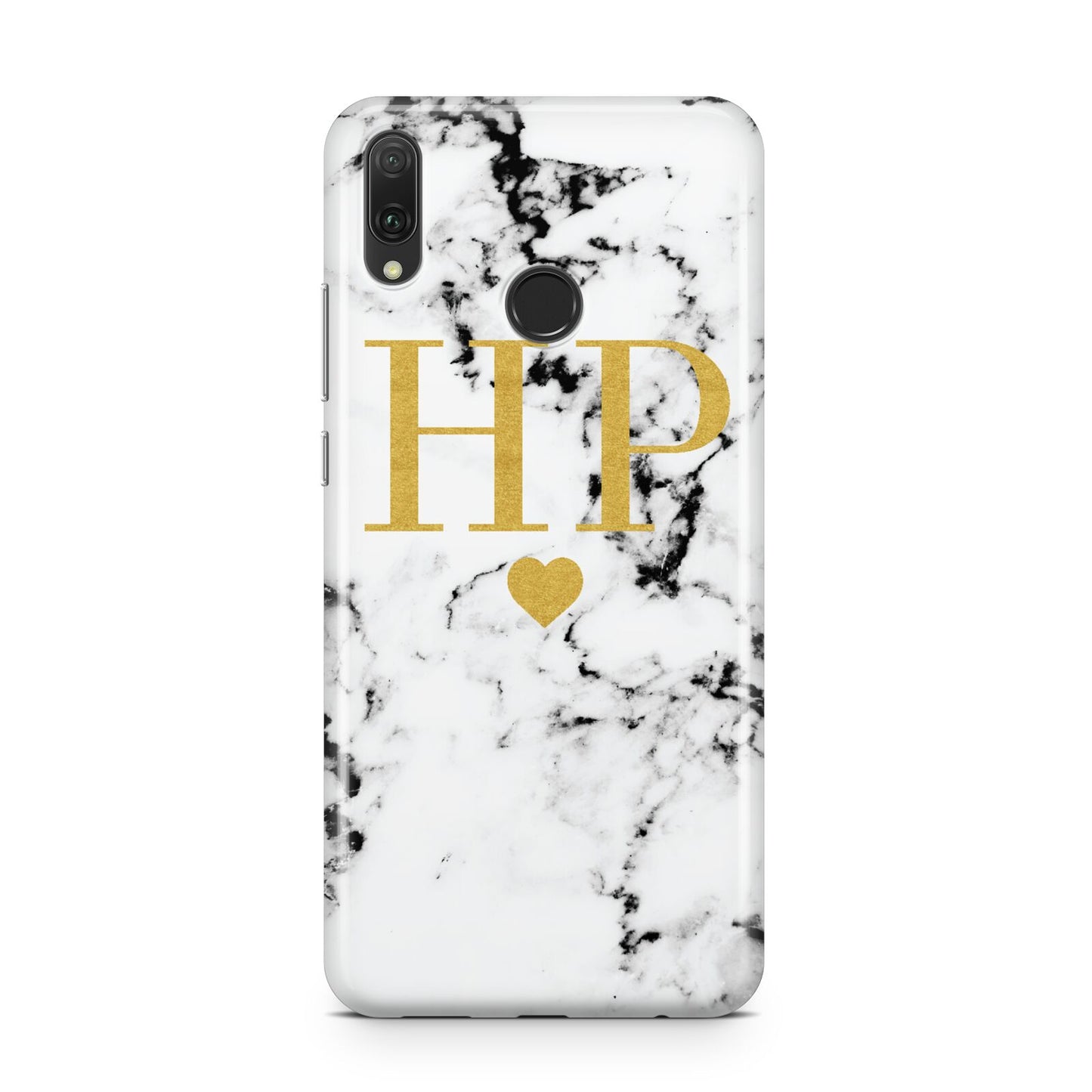 Black White Marble Gold Monogram Huawei Y9 2019