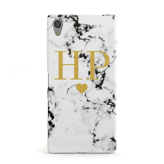 Black White Marble Gold Monogram Sony Xperia Case