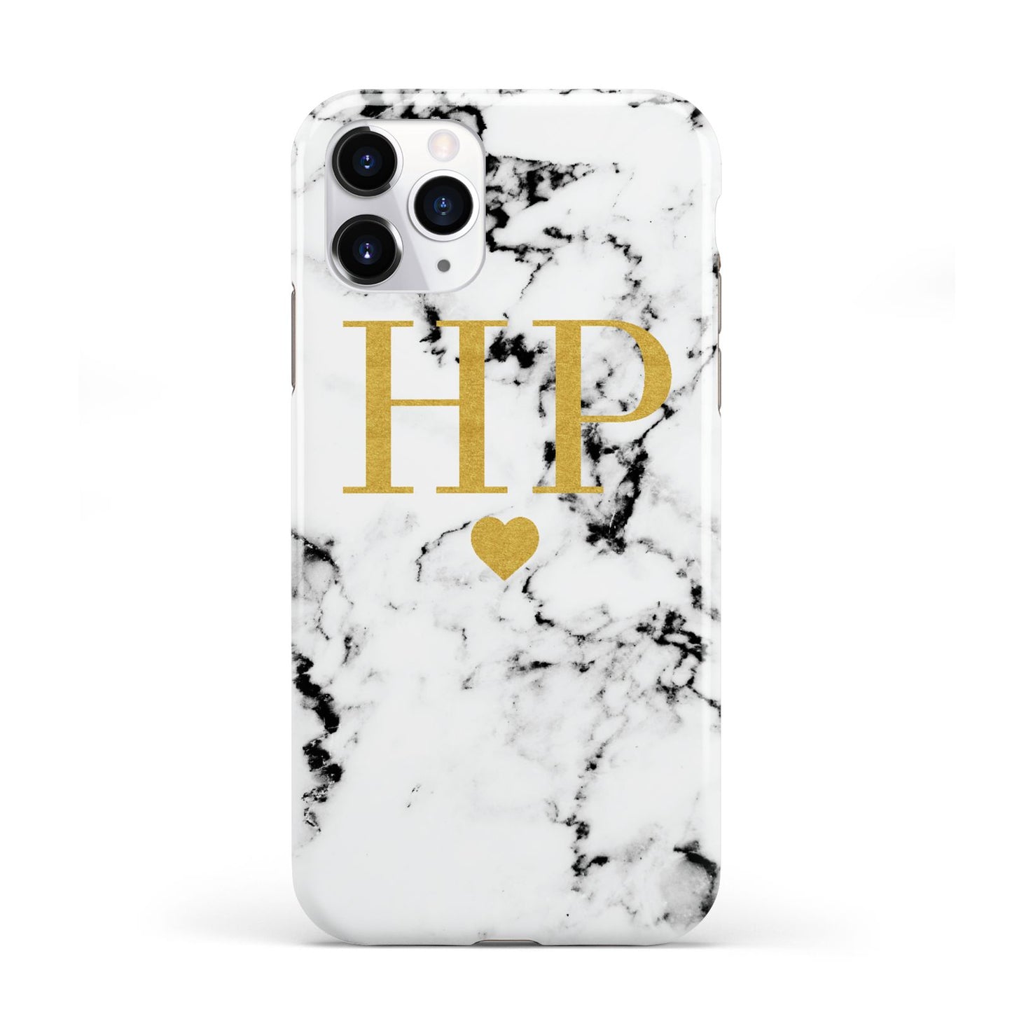 Black White Marble Gold Monogram iPhone 11 Pro 3D Tough Case