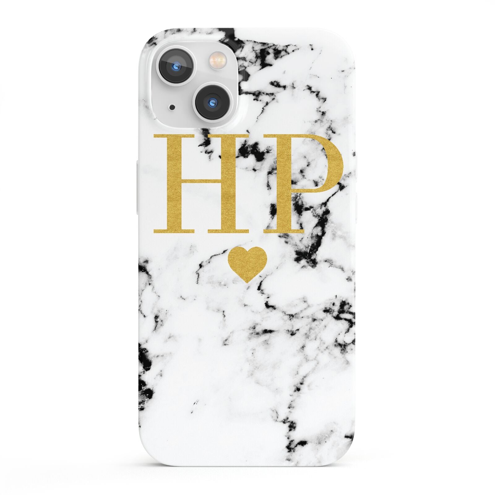 Black White Marble Gold Monogram iPhone 13 Full Wrap 3D Snap Case