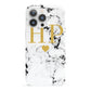 Black White Marble Gold Monogram iPhone 13 Pro Full Wrap 3D Snap Case