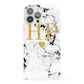 Black White Marble Gold Monogram iPhone 13 Pro Max Full Wrap 3D Snap Case