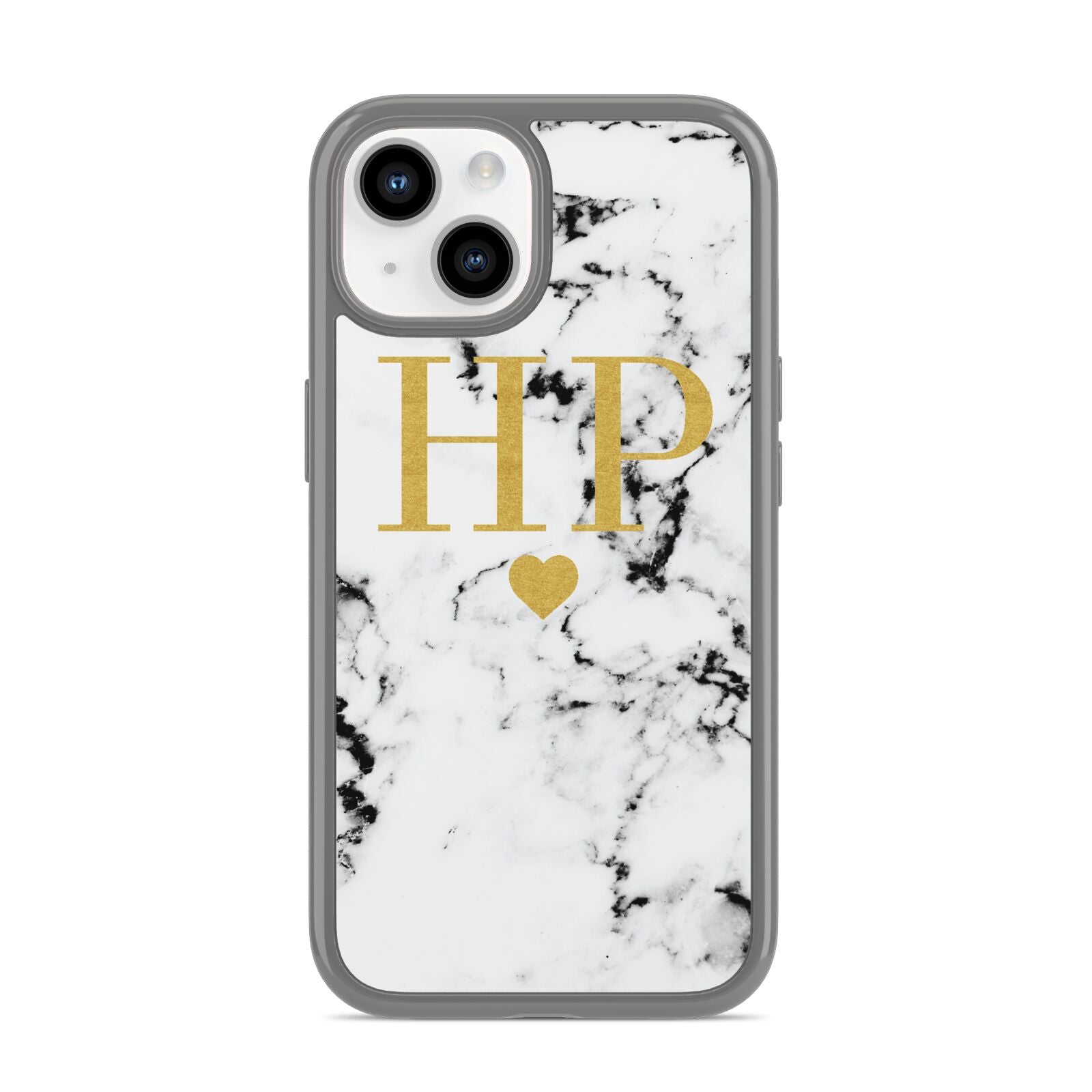 Black White Marble Gold Monogram iPhone 14 Clear Tough Case Starlight