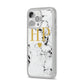 Black White Marble Gold Monogram iPhone 14 Pro Max Clear Tough Case Silver Angled Image