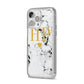 Black White Marble Gold Monogram iPhone 14 Pro Max Glitter Tough Case Silver Angled Image