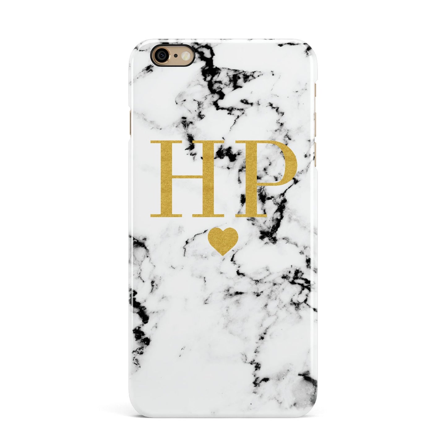 Black White Marble Gold Monogram iPhone 6 Plus 3D Snap Case on Gold Phone