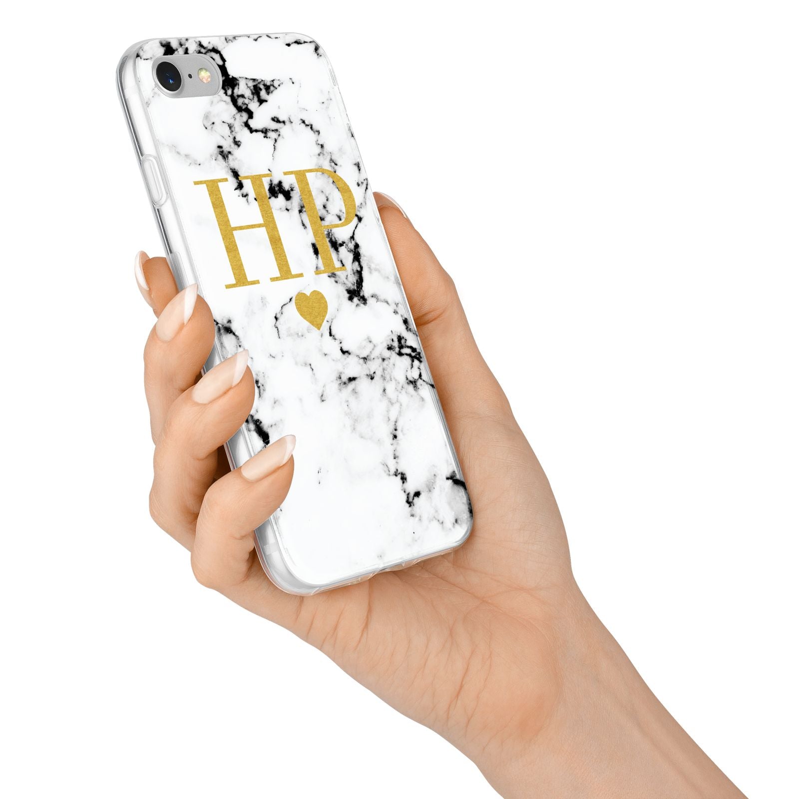 Black White Marble Gold Monogram iPhone 7 Bumper Case on Silver iPhone Alternative Image