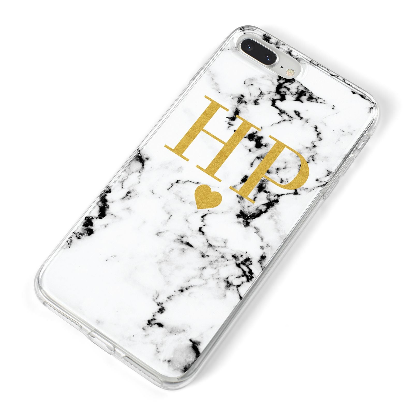 Black White Marble Gold Monogram iPhone 8 Plus Bumper Case on Silver iPhone Alternative Image