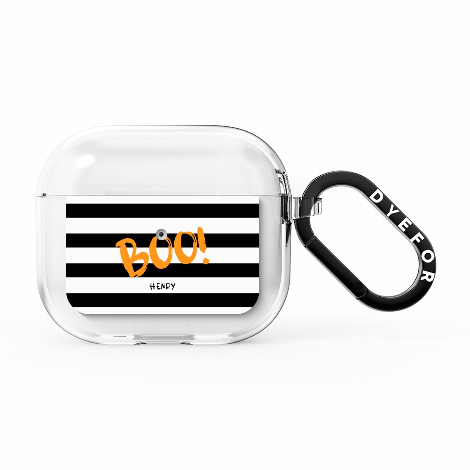 Black White Striped Boo AirPods Clear Case 3rd Gen