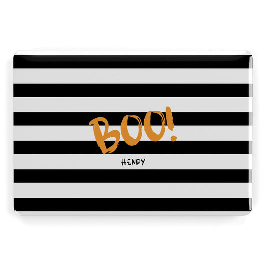 Black White Striped Boo Apple MacBook Case