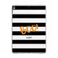 Black White Striped Boo Apple iPad Grey Case