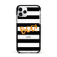 Black White Striped Boo Apple iPhone 11 Pro in Silver with Black Impact Case