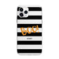Black White Striped Boo Apple iPhone 11 Pro in Silver with Bumper Case