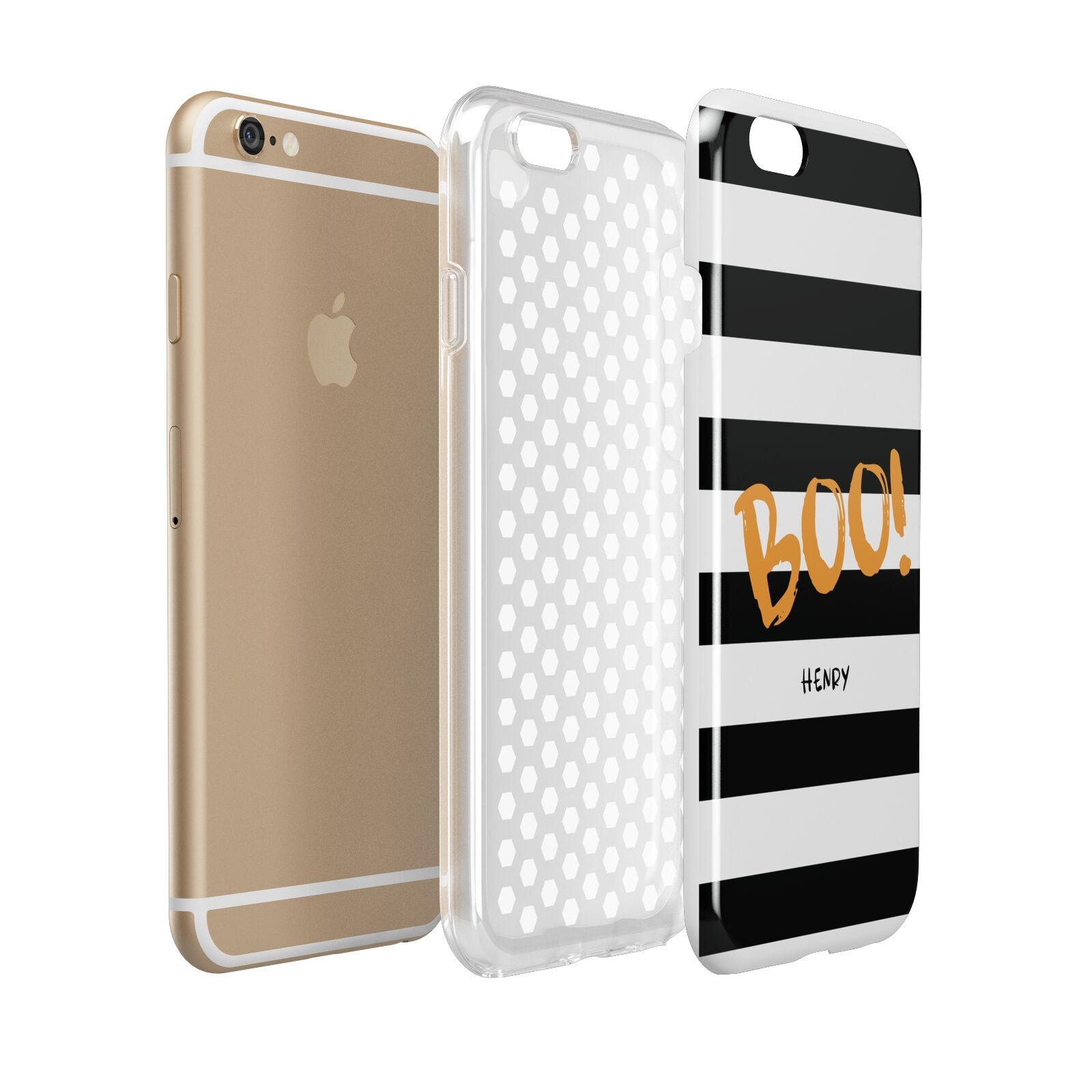 Black White Striped Boo Apple iPhone 6 3D Tough Case Expanded view