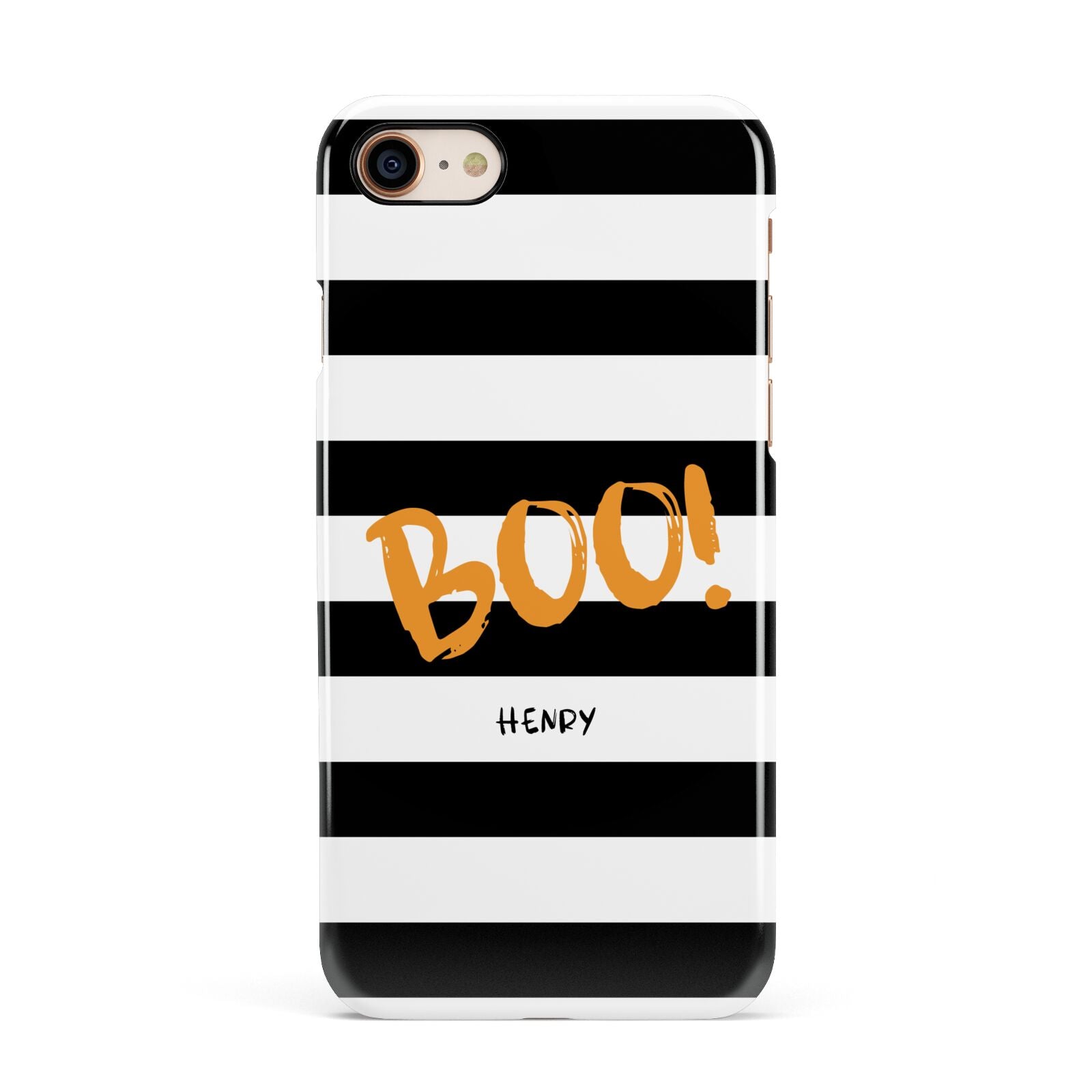 Black White Striped Boo Apple iPhone 7 8 3D Snap Case