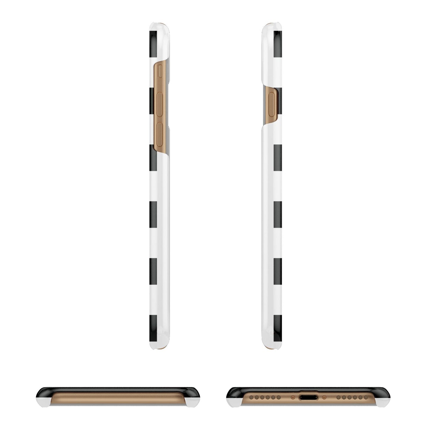 Black White Striped Boo Apple iPhone 7 8 3D Wrap Snap Case Angled Images