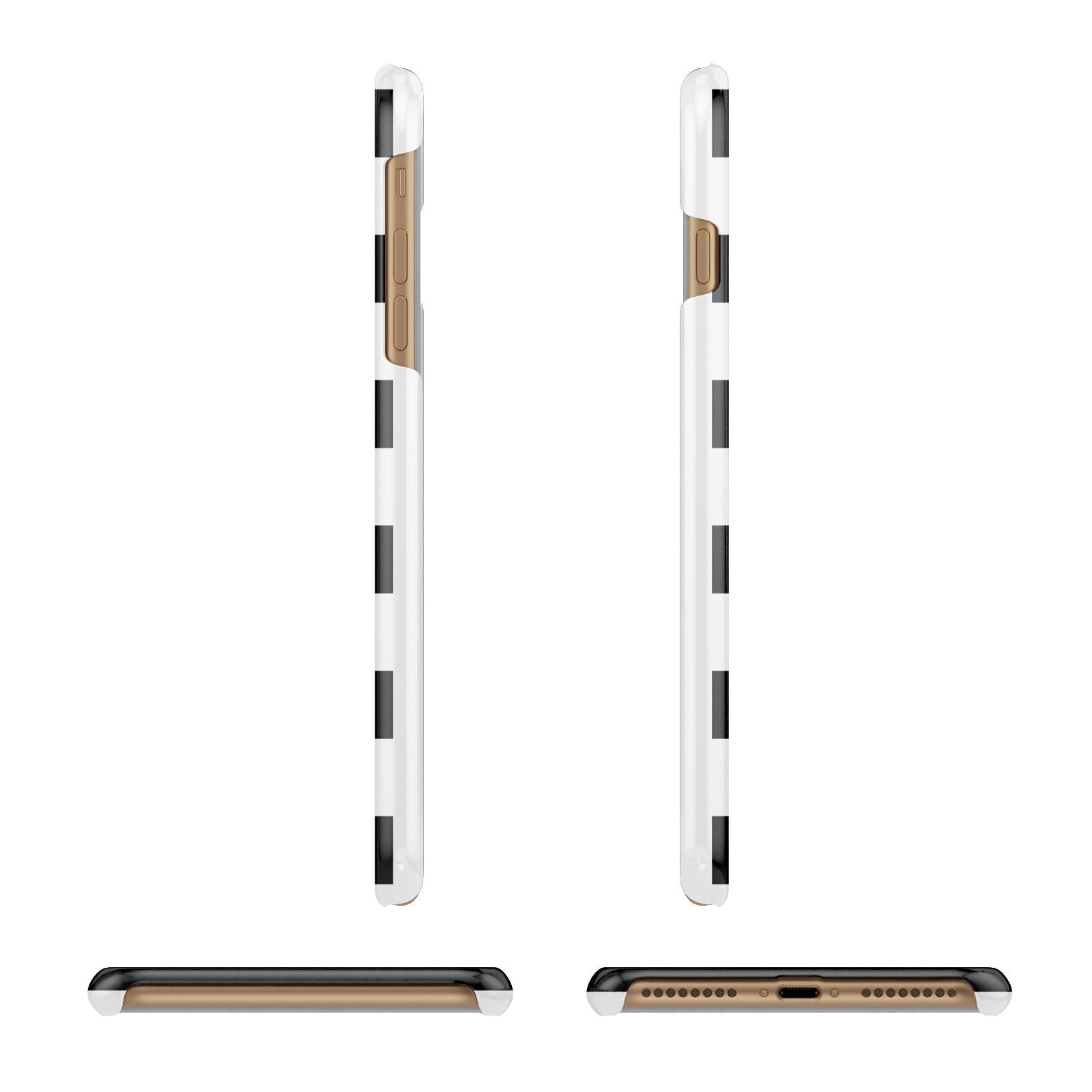 Black White Striped Boo Apple iPhone 7 Plus 3D Wrap Snap Case Angled Images