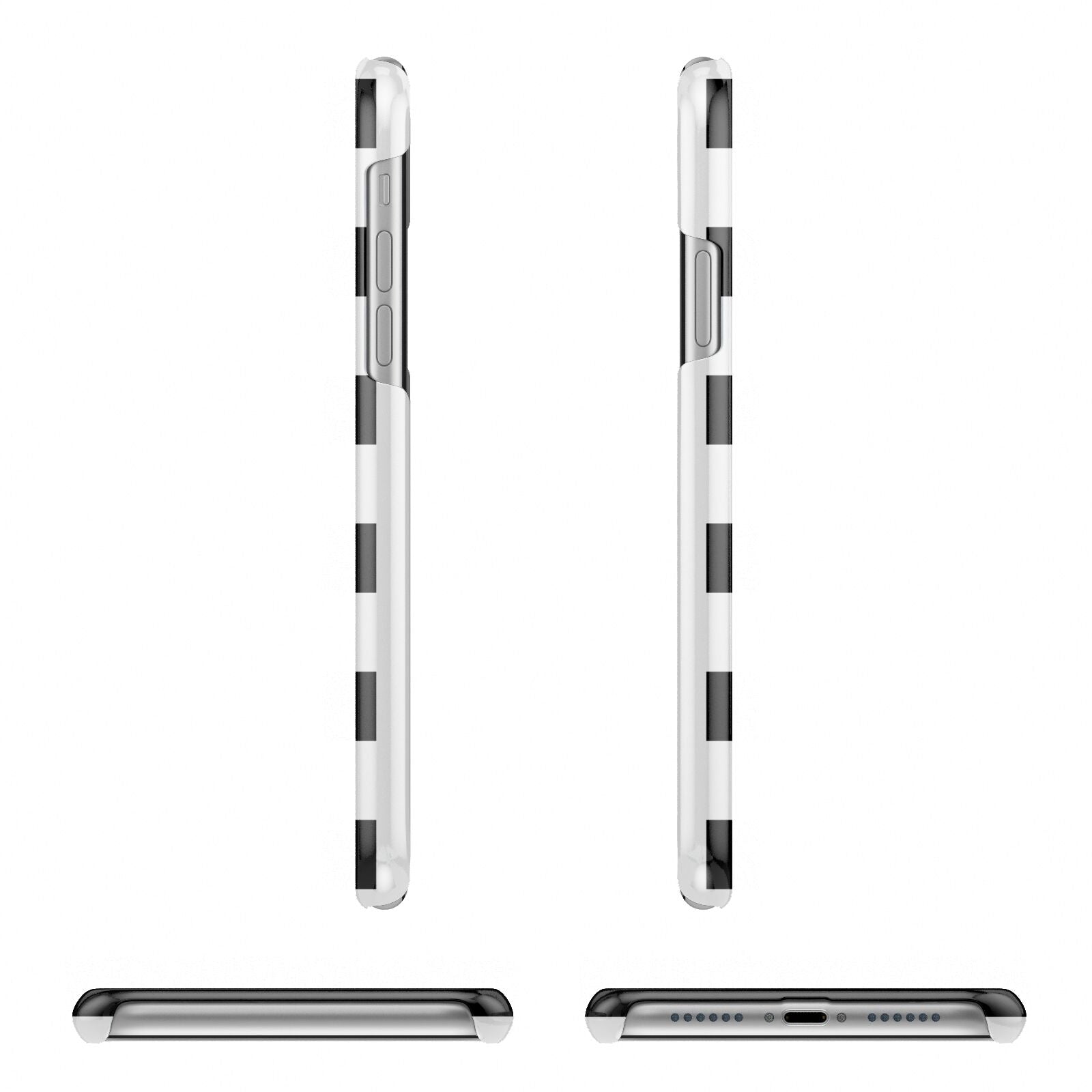 Black White Striped Boo Apple iPhone XR 3D Wrap Snap Case Angled Images on White Phone