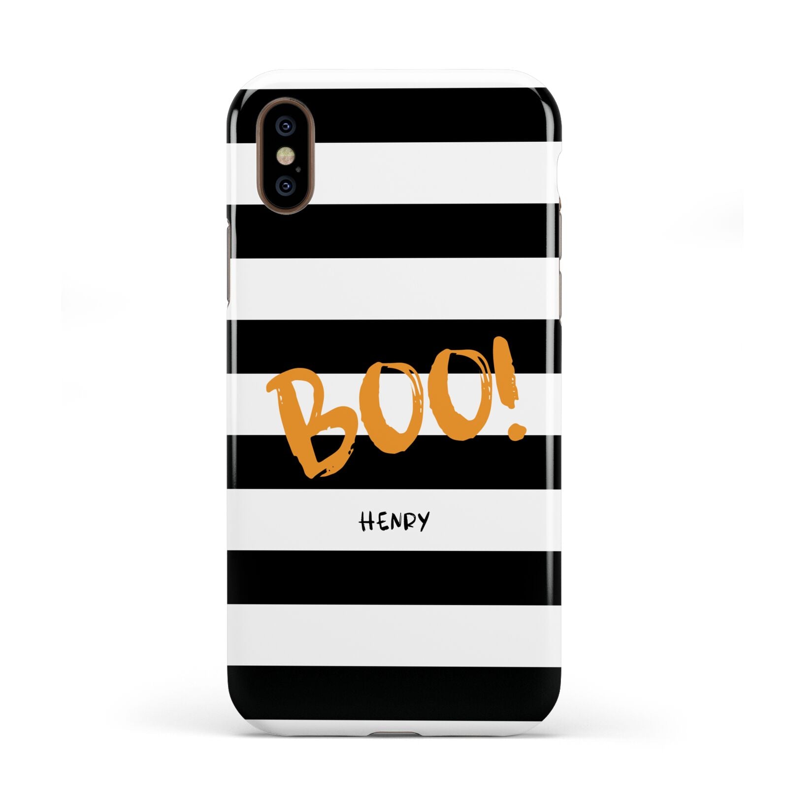 Black White Striped Boo Apple iPhone XS 3D Tough
