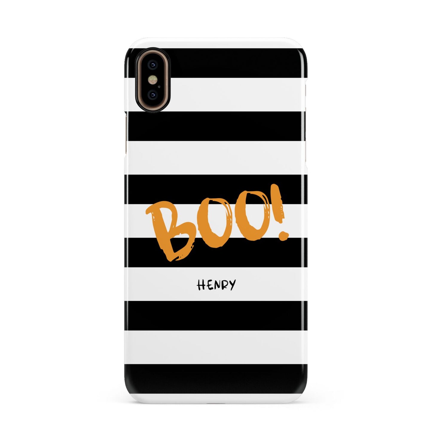 Black White Striped Boo Apple iPhone Xs Max 3D Snap Case