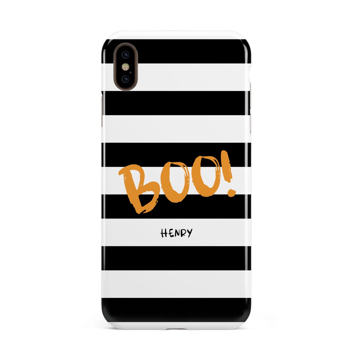 Black White Striped Boo Apple iPhone Xs Max 3D Tough Case