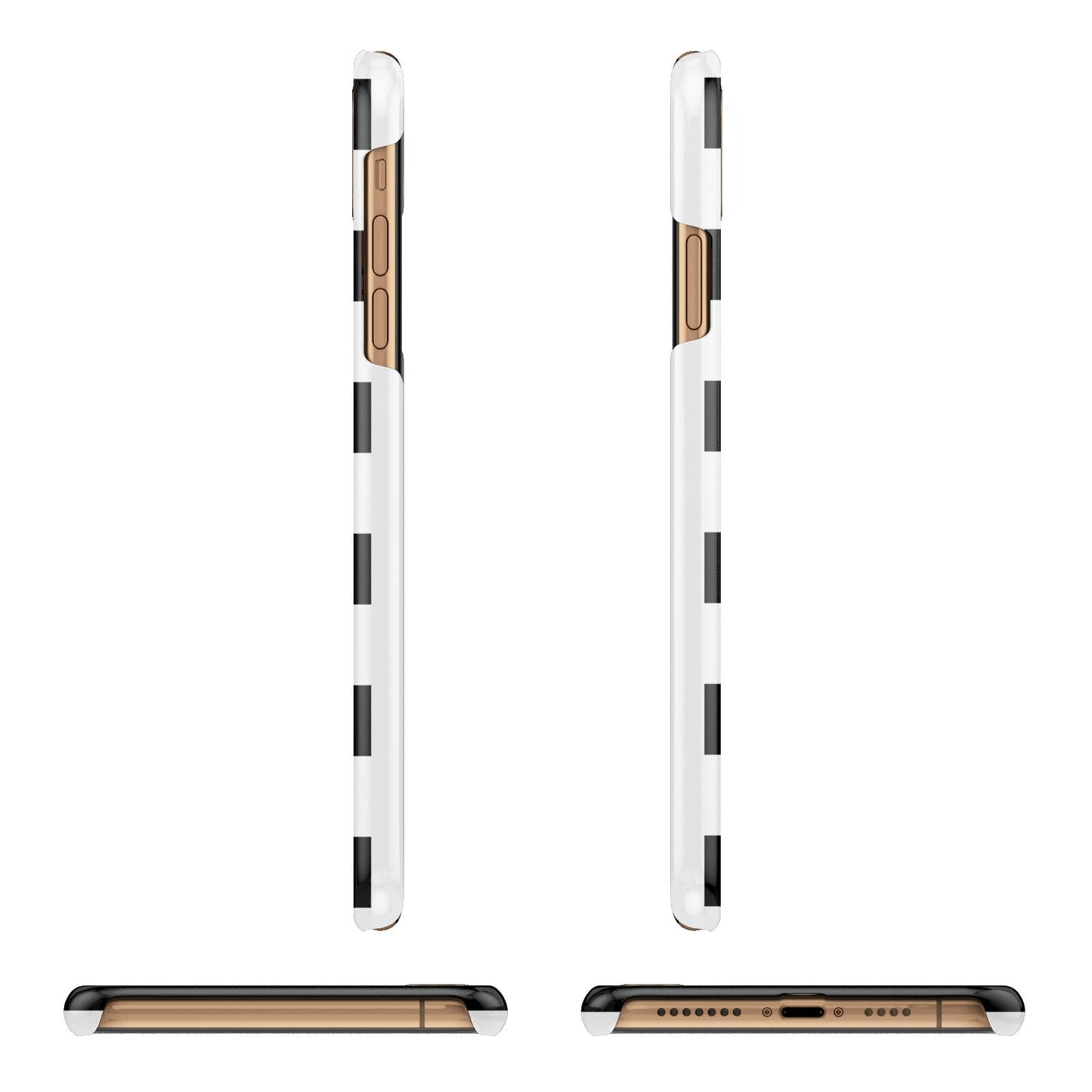 Black White Striped Boo Apple iPhone Xs Max 3D Wrap Snap Case Angled Images