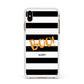 Black White Striped Boo Apple iPhone Xs Max Impact Case White Edge on Gold Phone